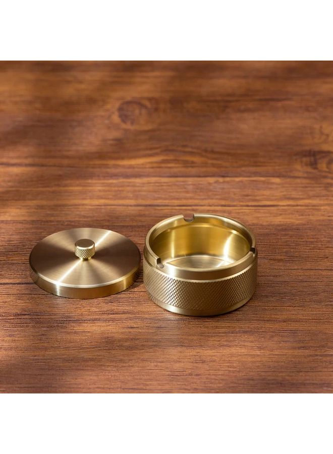 منفضة سجائر من النحاس الأصفر بغطاء، صينية مكتب وسيارة متينة، بتصميم صيني تقليدي - Image 5